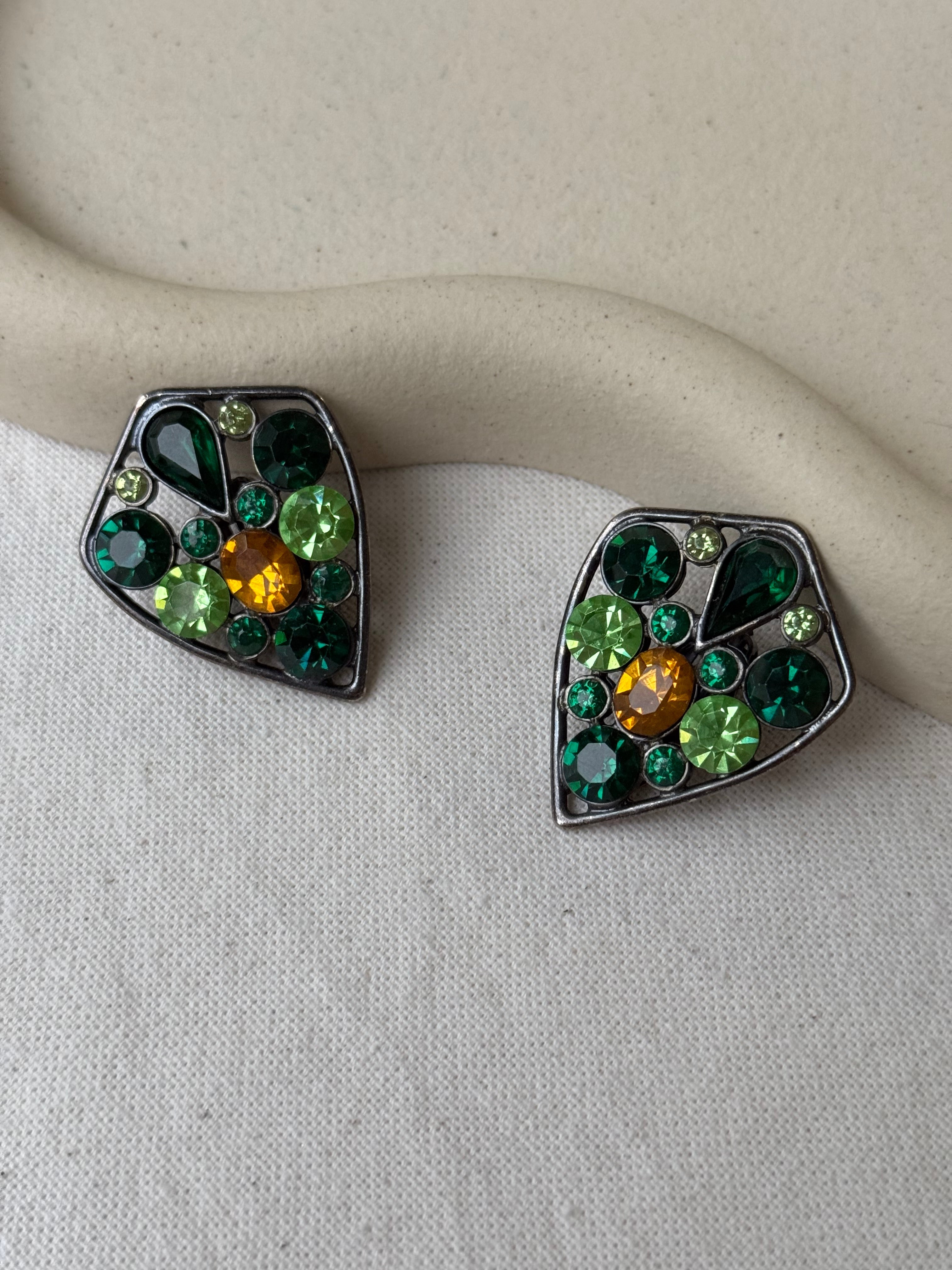 Boucles D’Oreilles Jean Louis Scherrer Vintage - Cristaux Verts