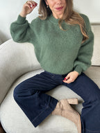 Prenda de punto de mohair y lana Gaia caqui