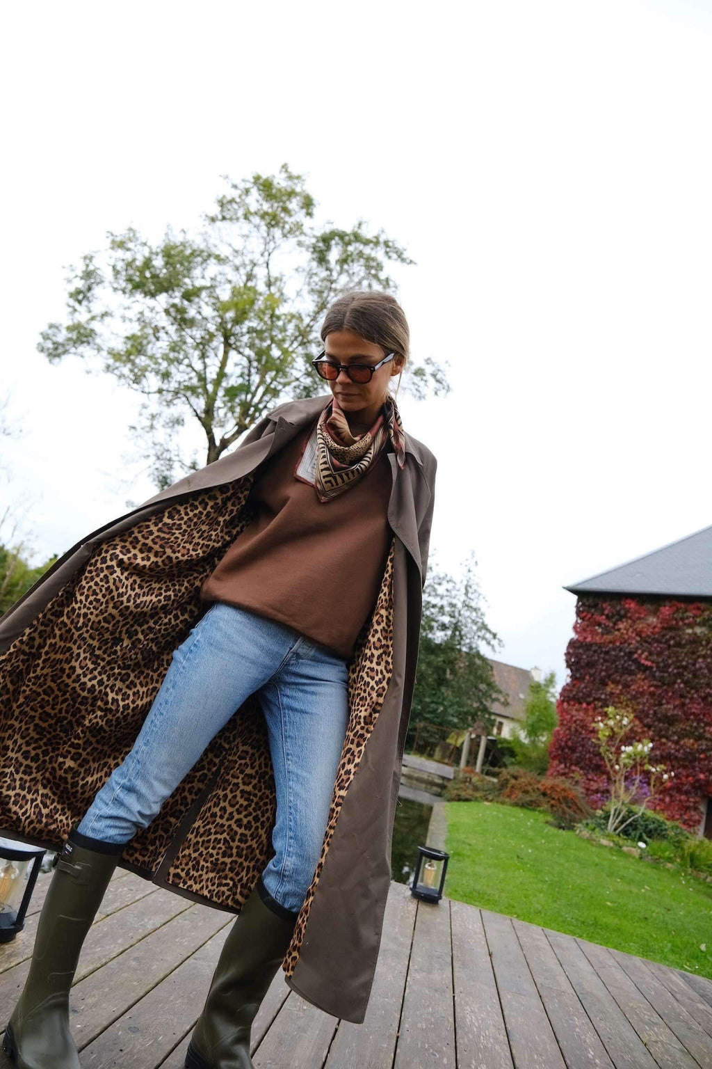 Paul Trench Coat Khaki/Leopard