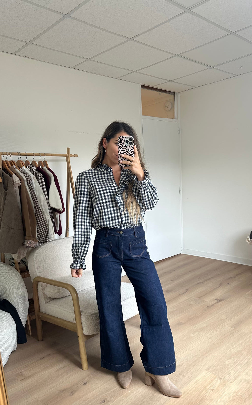 Léonor Navy Blue Vichy Blouse