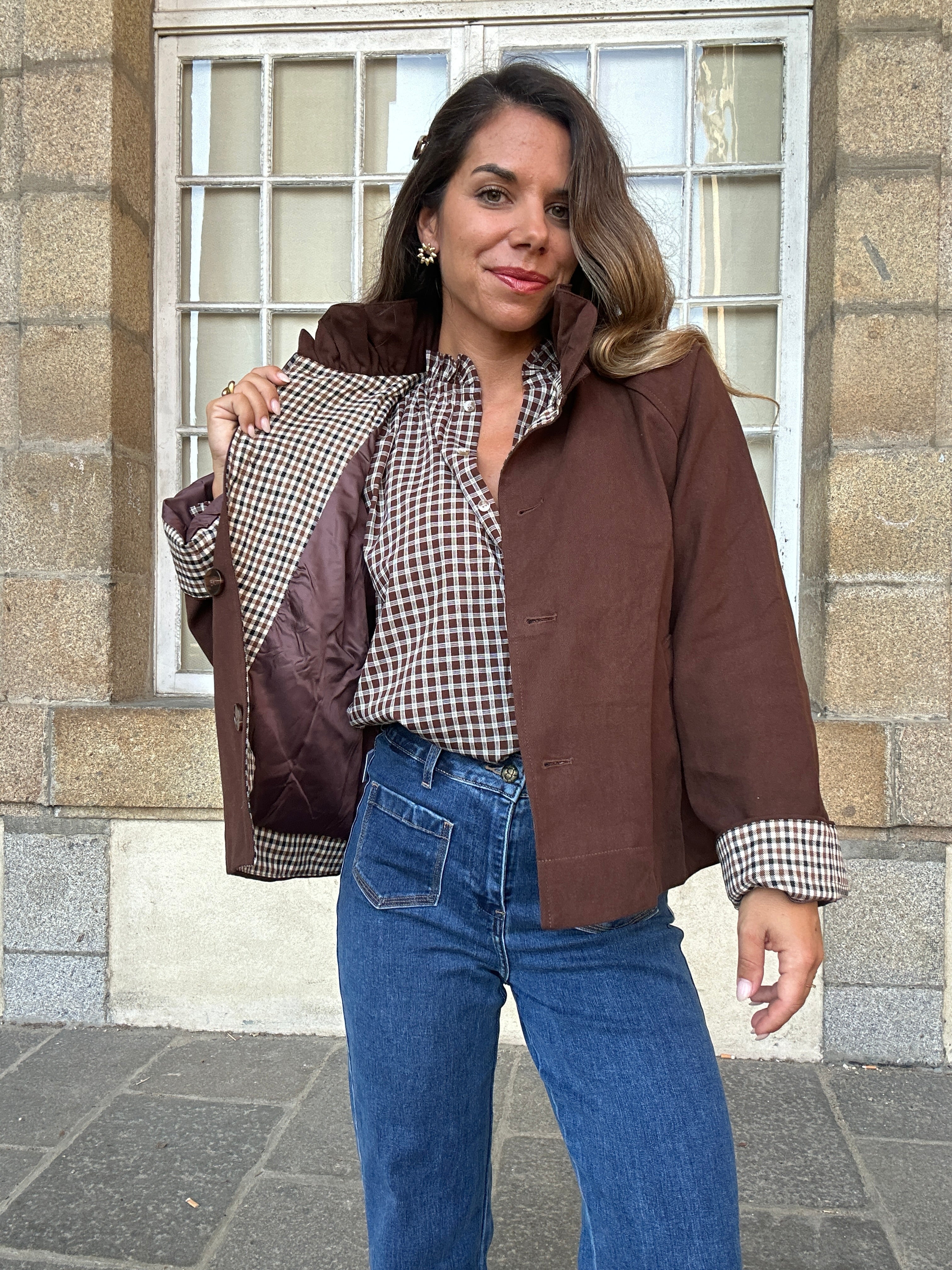 Alice chocolate cotton trench jacket