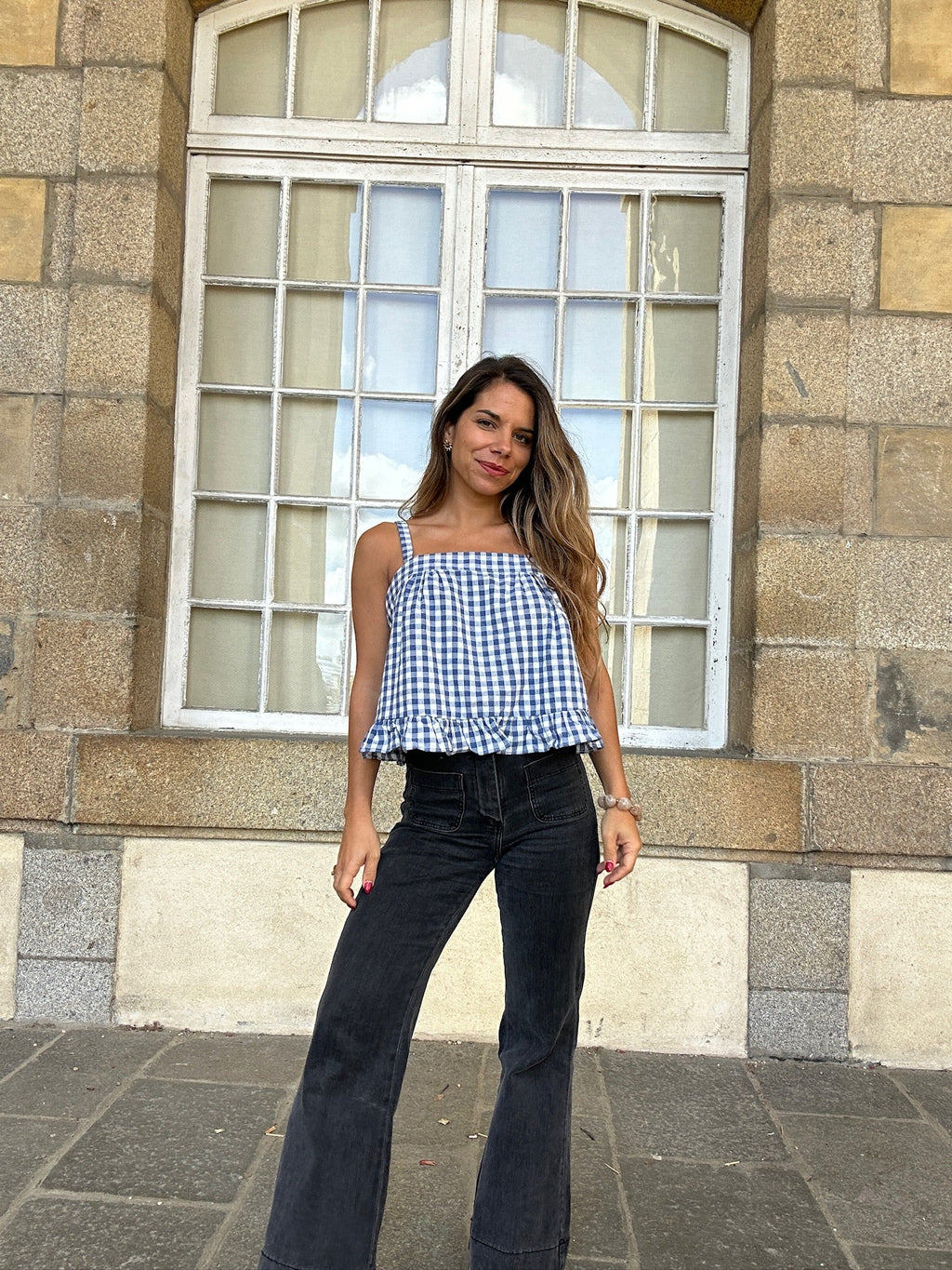 Top Callie Vichy Bleu Marine