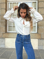 Ambre beige wide-collar blouse