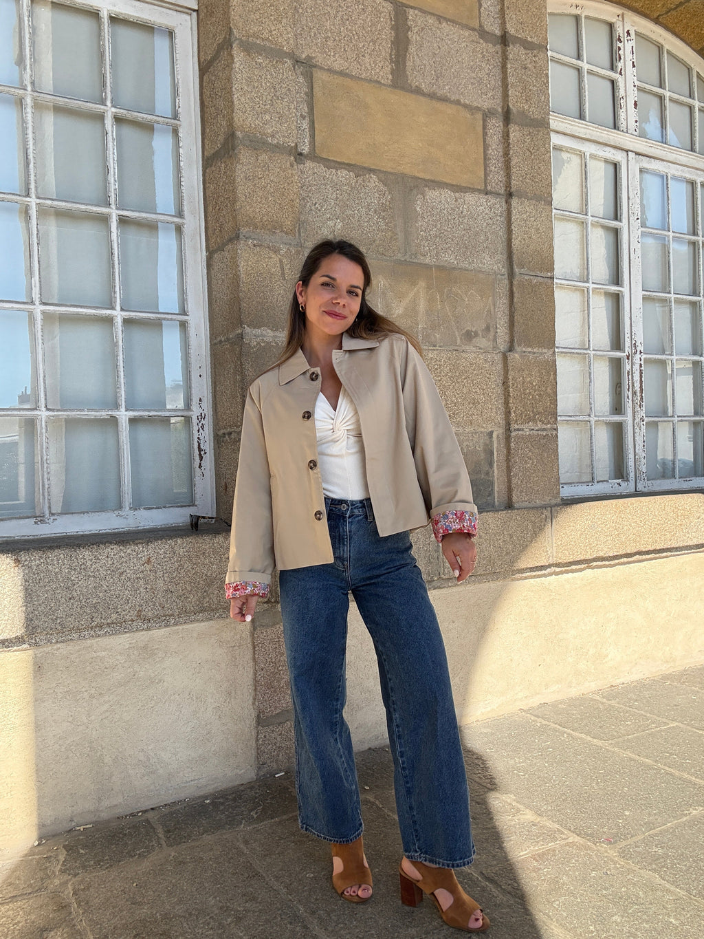 Chaqueta trench liberty de algodón beige Edith