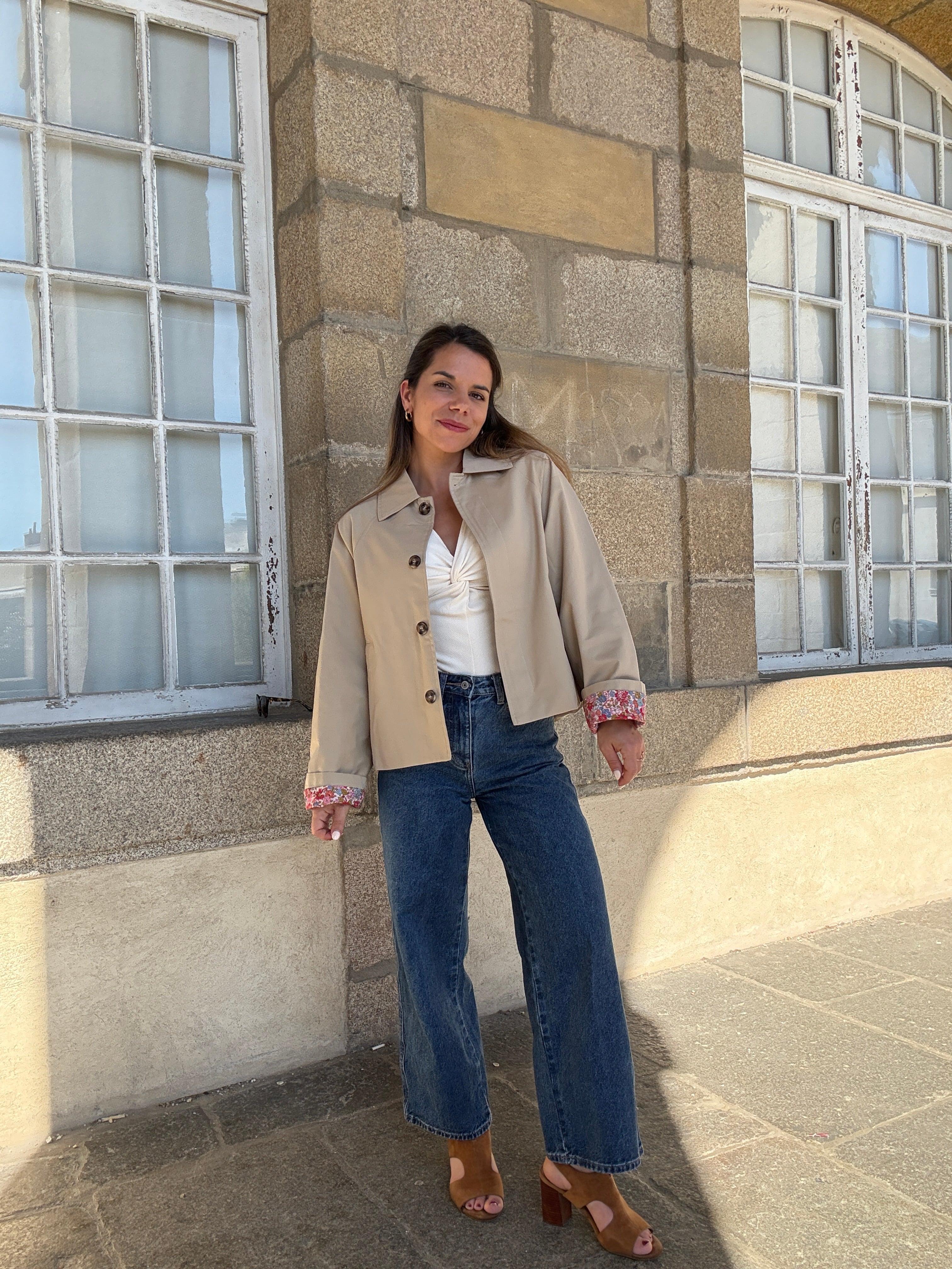 Chaqueta trench liberty de algodón beige Edith