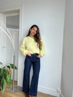 Jersey de punto de lana Bianca amarillo claro