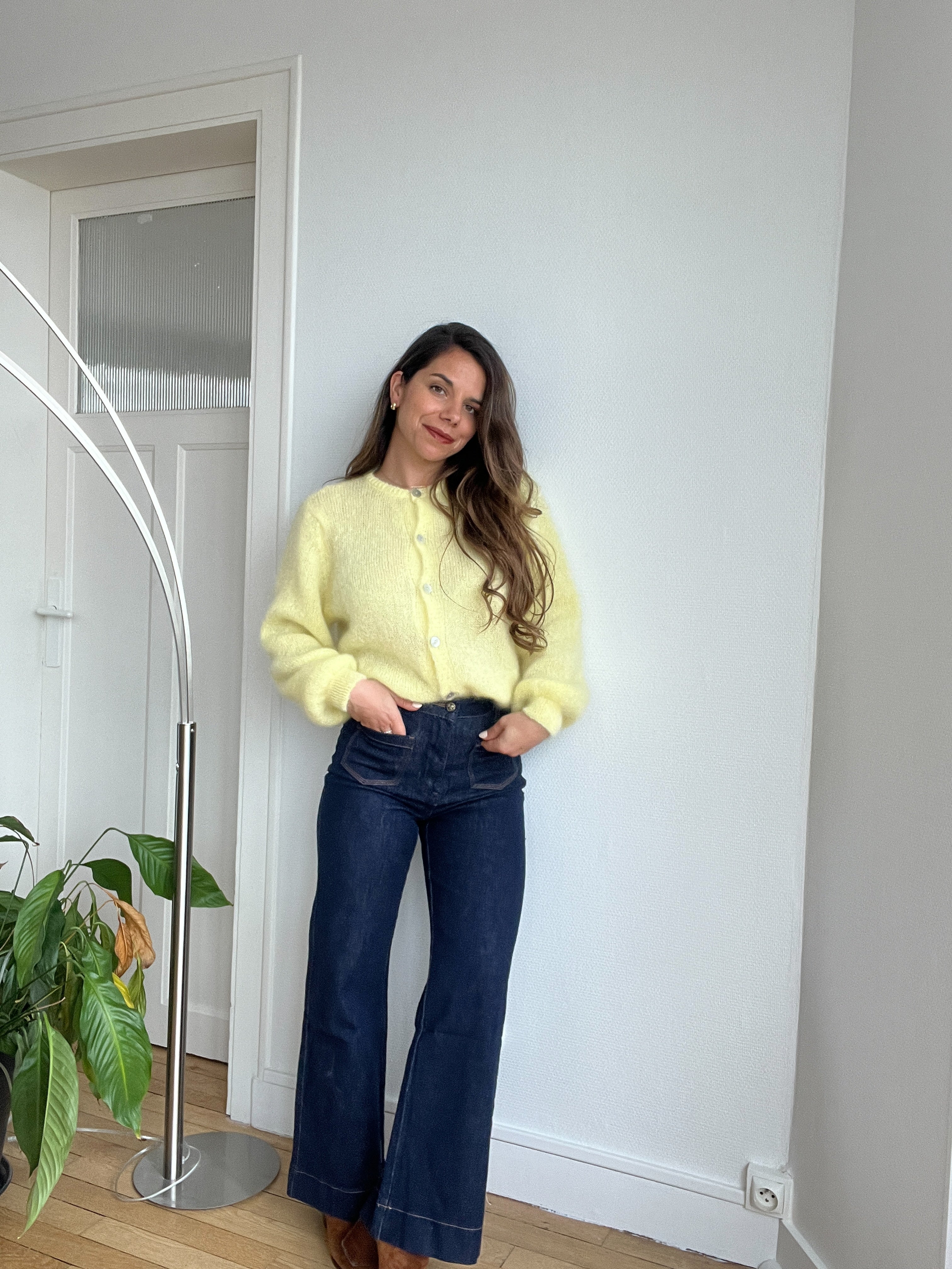 Jersey de punto de lana Bianca amarillo claro