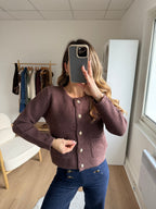Giulia Chunky Knit Cardigan Chocolate