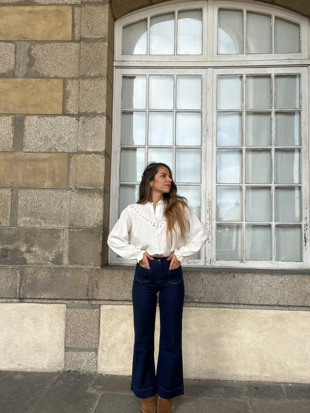 Angèle embroidered ecru blouse