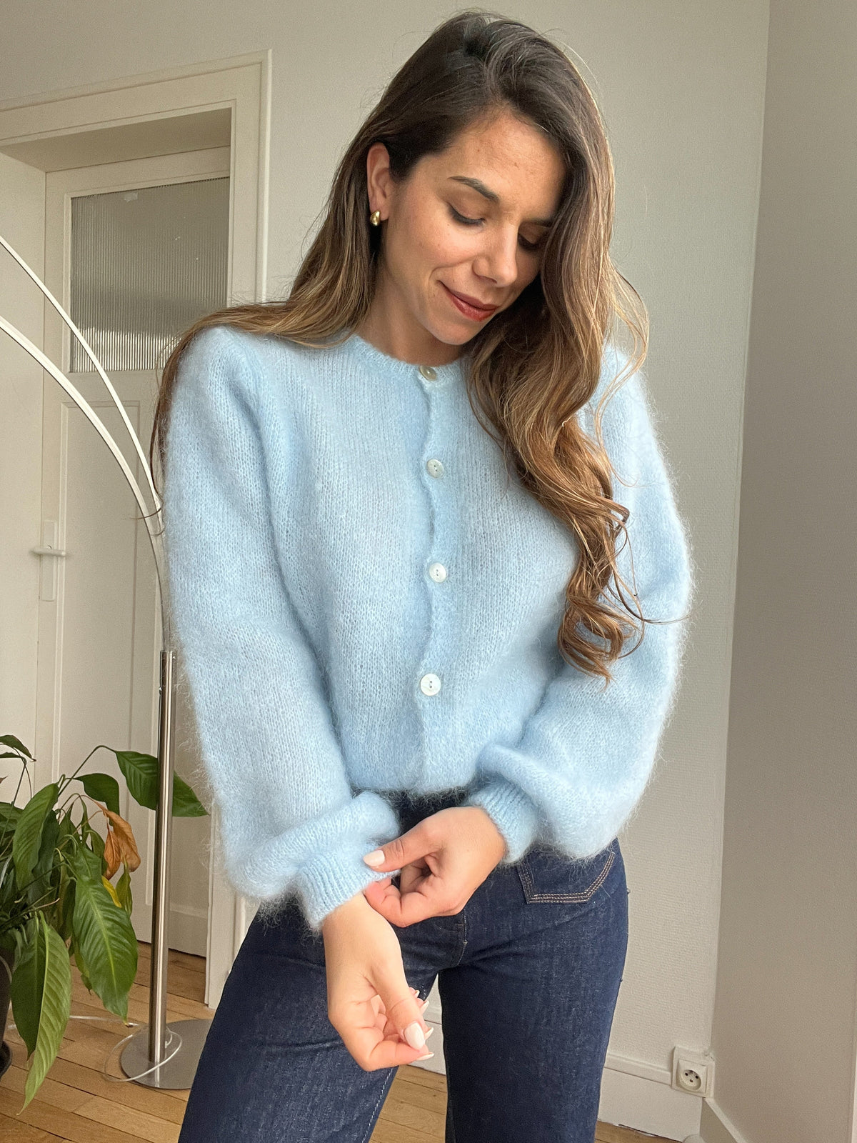Prenda de punto de lana Bianca azul glaciar
