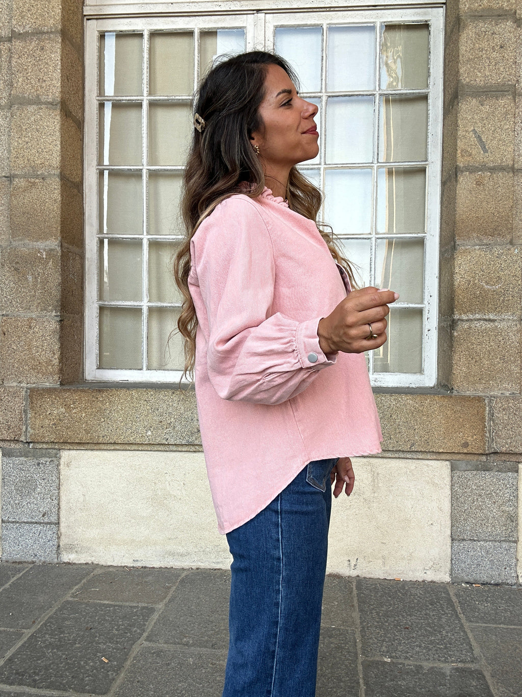 Veste en jean Livia rose