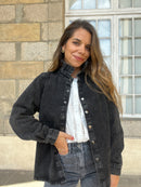 Veste En Jean Céleste Noir Chiné