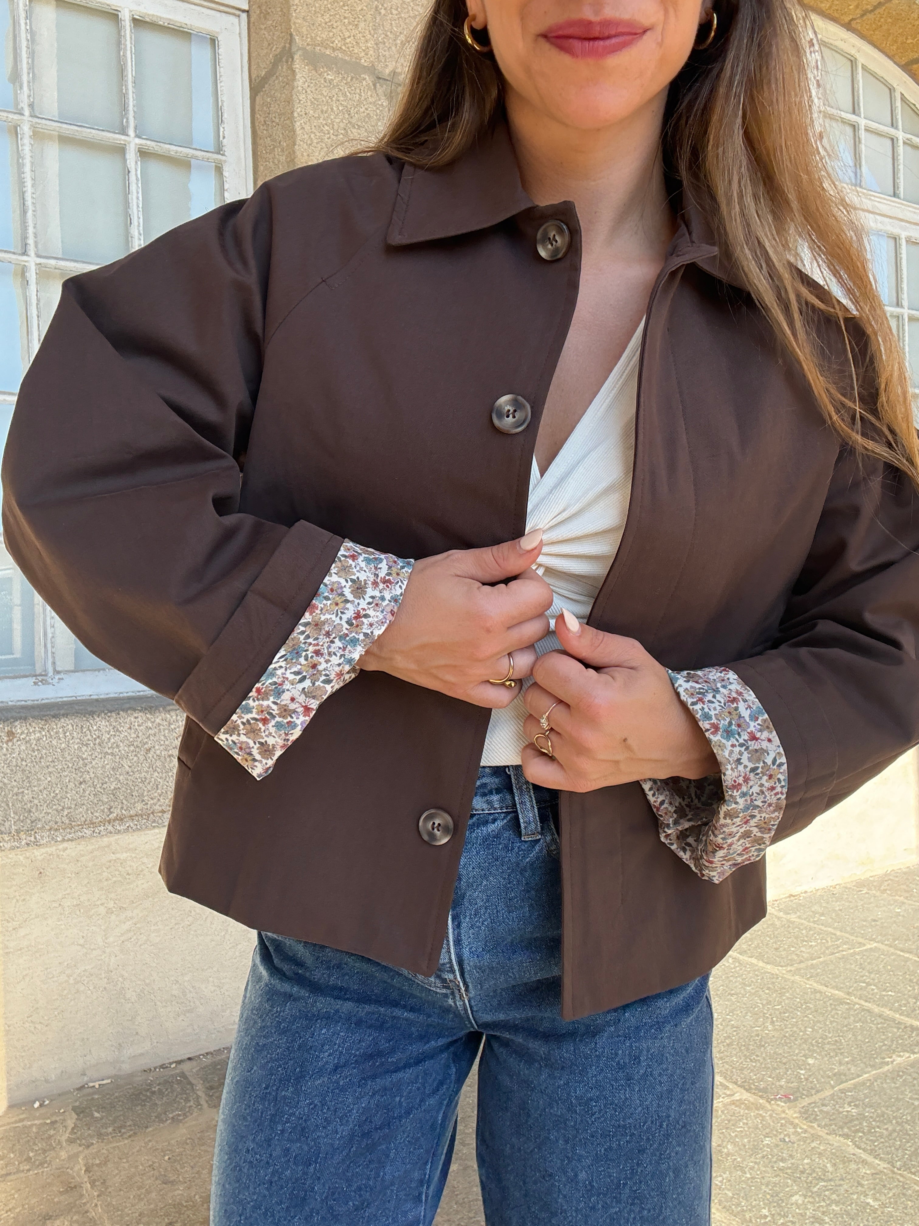 Chaqueta trench Edith de algodón Liberty marrón