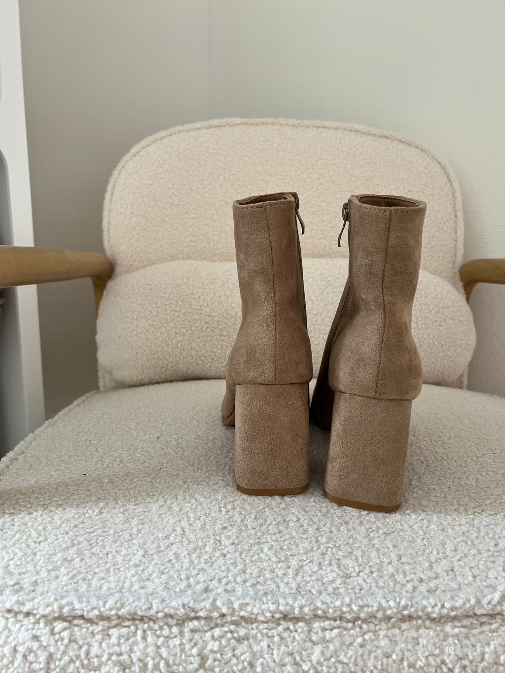 Mia beige faux suede ankle boots