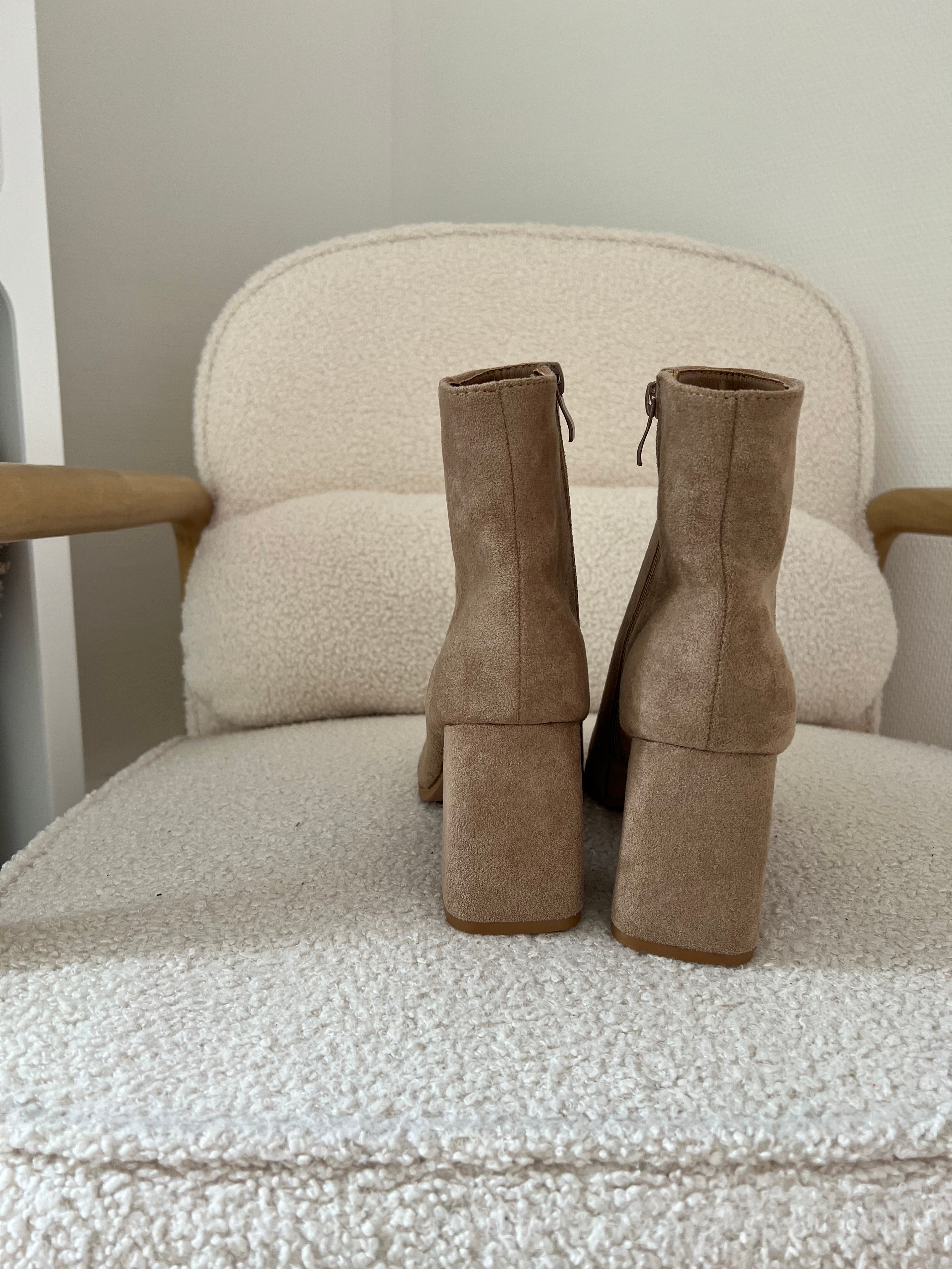 Mia beige faux suede ankle boots