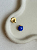 Vintage Earrings - Blue Glass Paste Cabochons