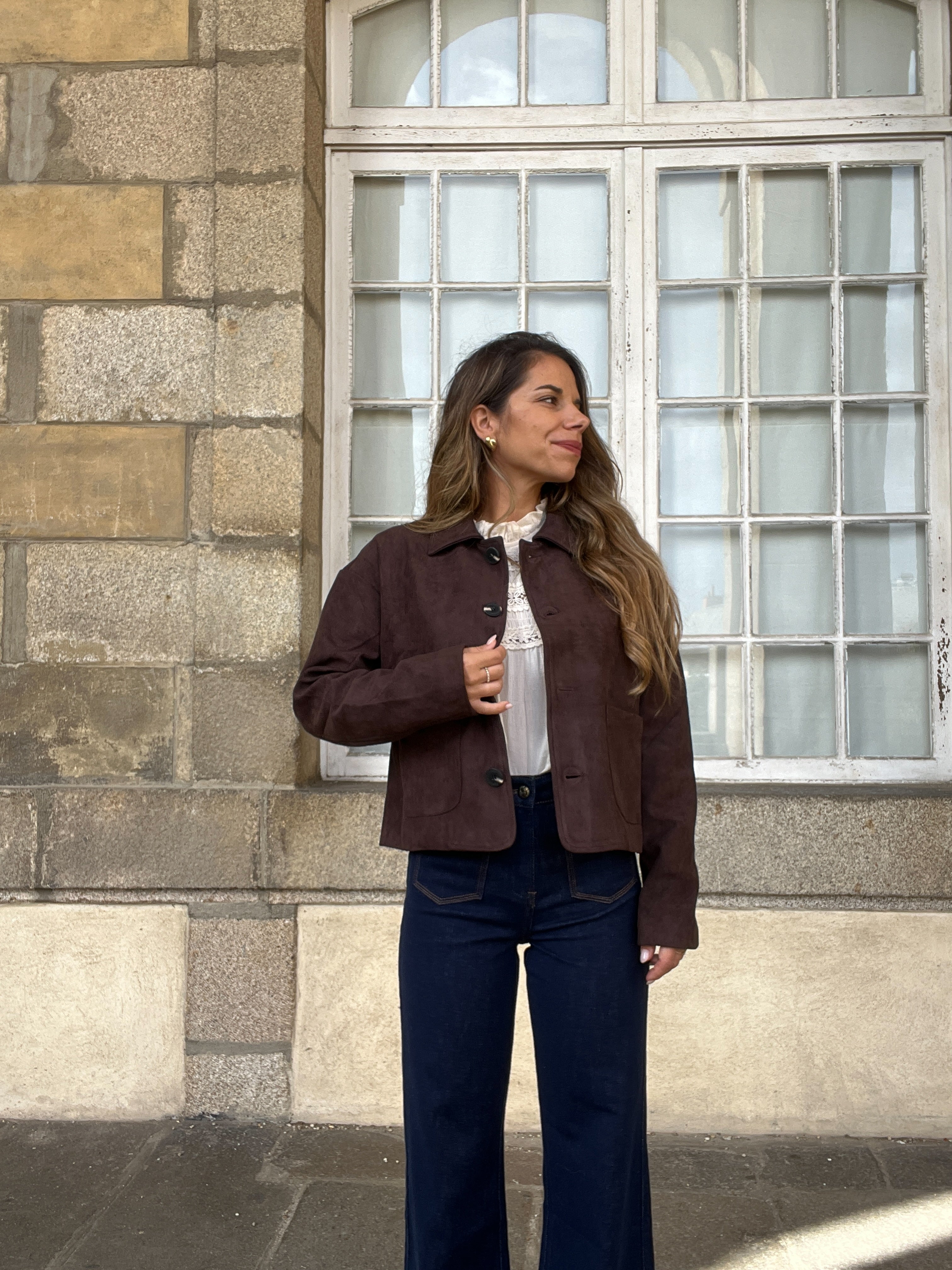 Veste Effet Suédine Thelma Chocolat