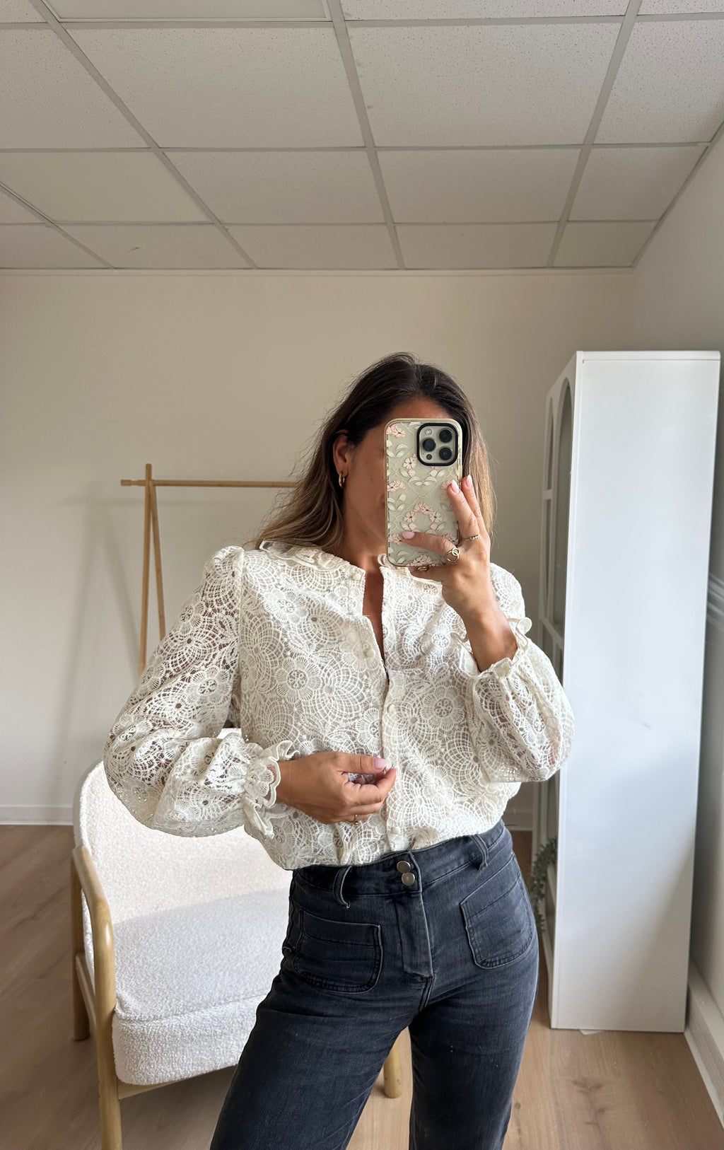 Blouse en dentelle écrue Rosa