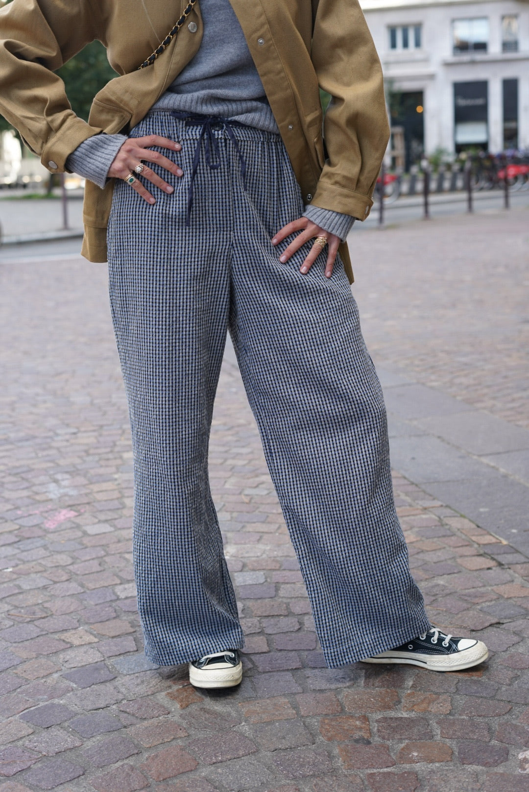 Nestor Gingham Trousers Blue