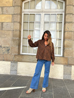 Céleste brown leopard denim jacket