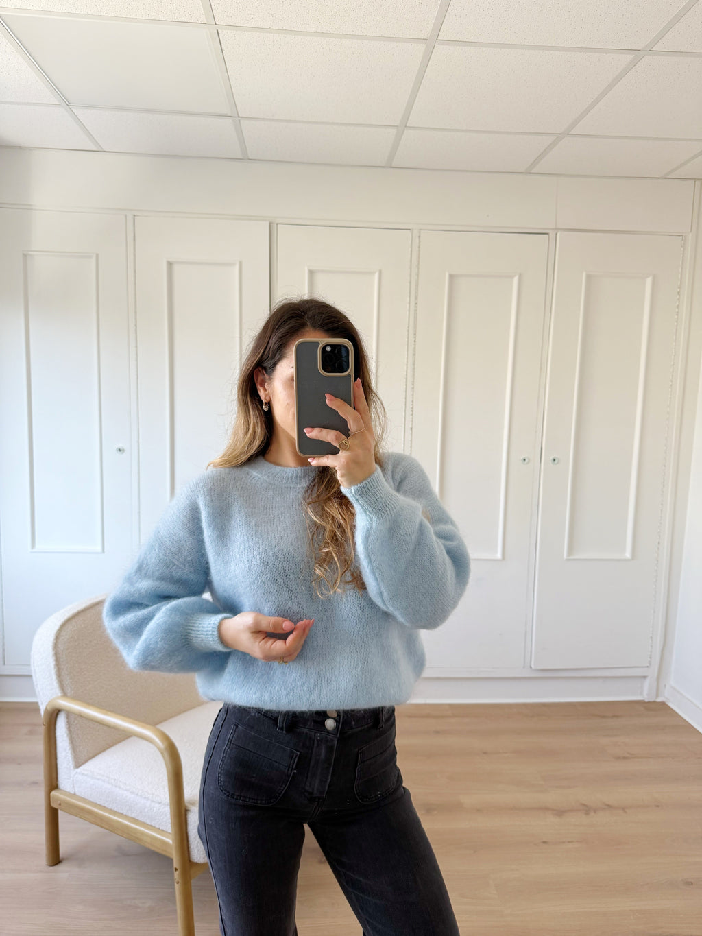 Gaia ice blue mohair and wool knit