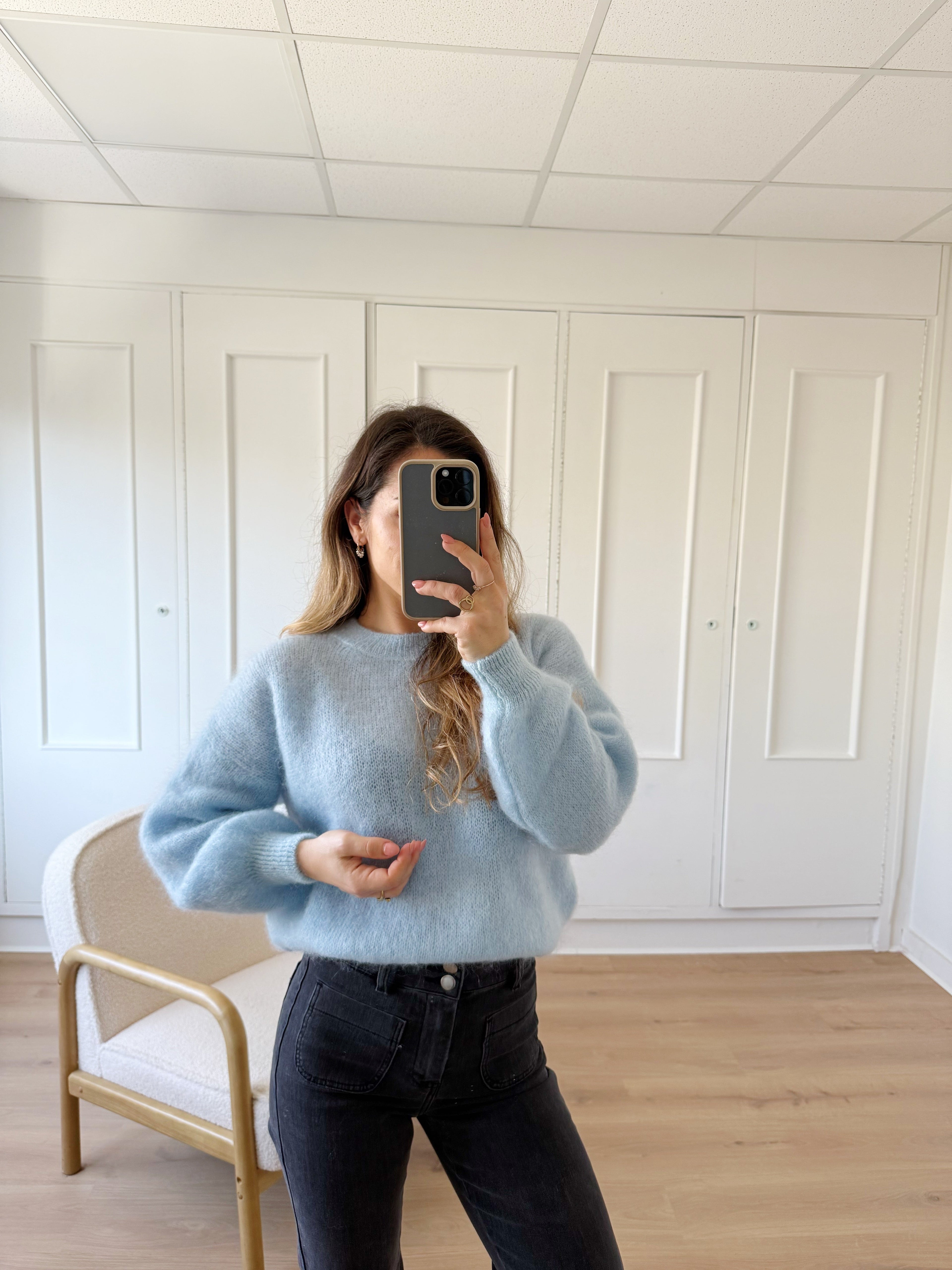 Gaia ice blue mohair and wool knit