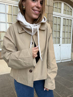 Beige wool and cashmere balaclava