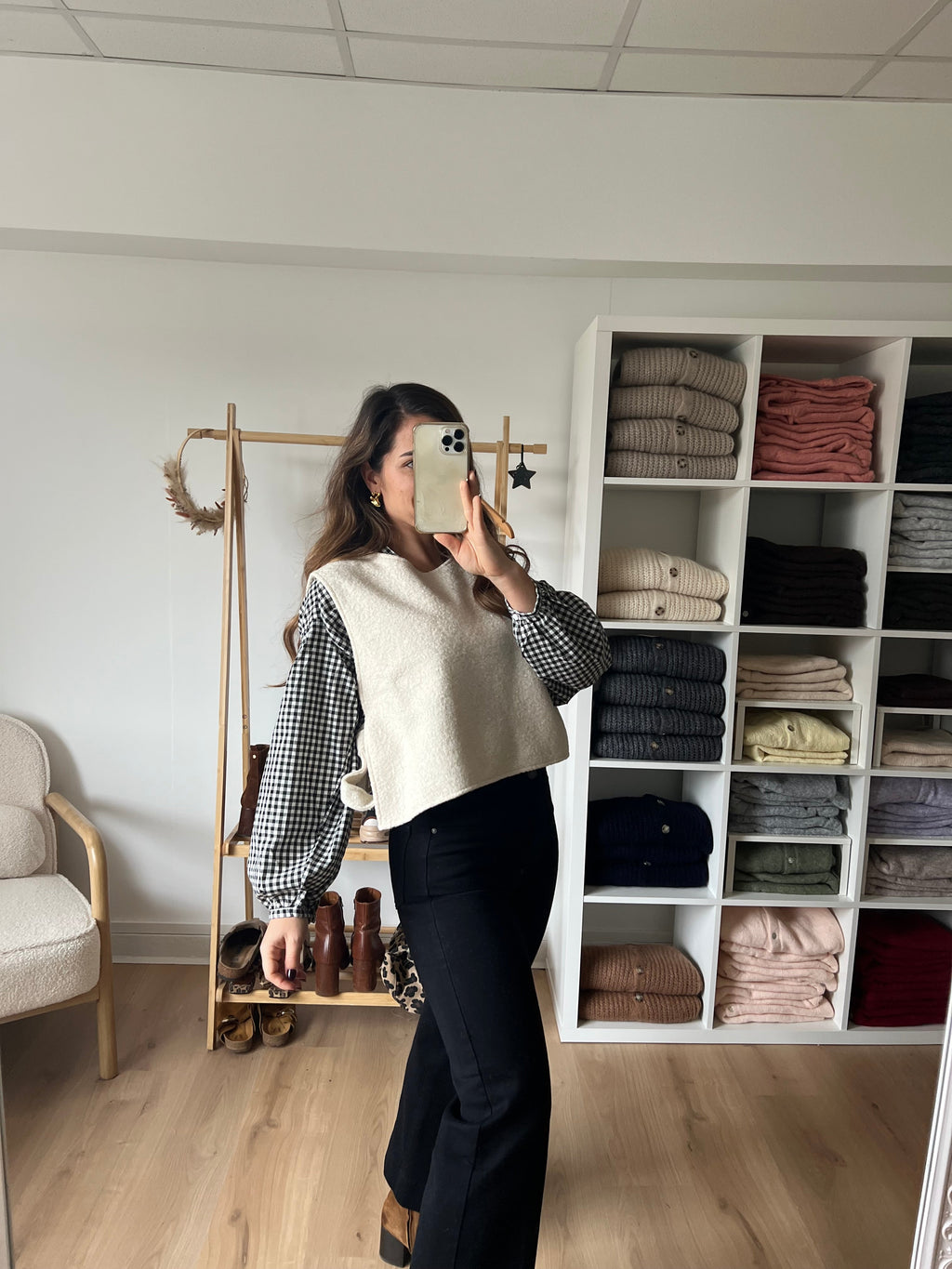 Clothilde black gingham blouse