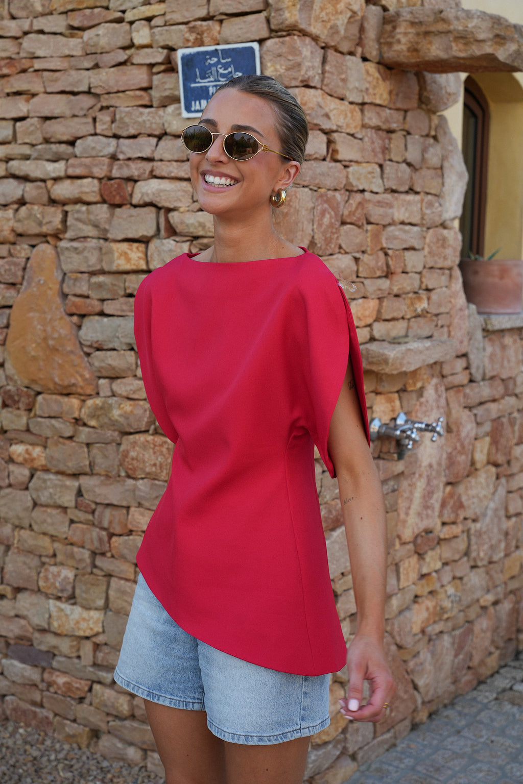 Blouse Asymétrique Garance - Rouge