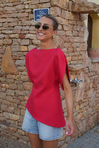 Blouse Asymétrique Garance - Rouge