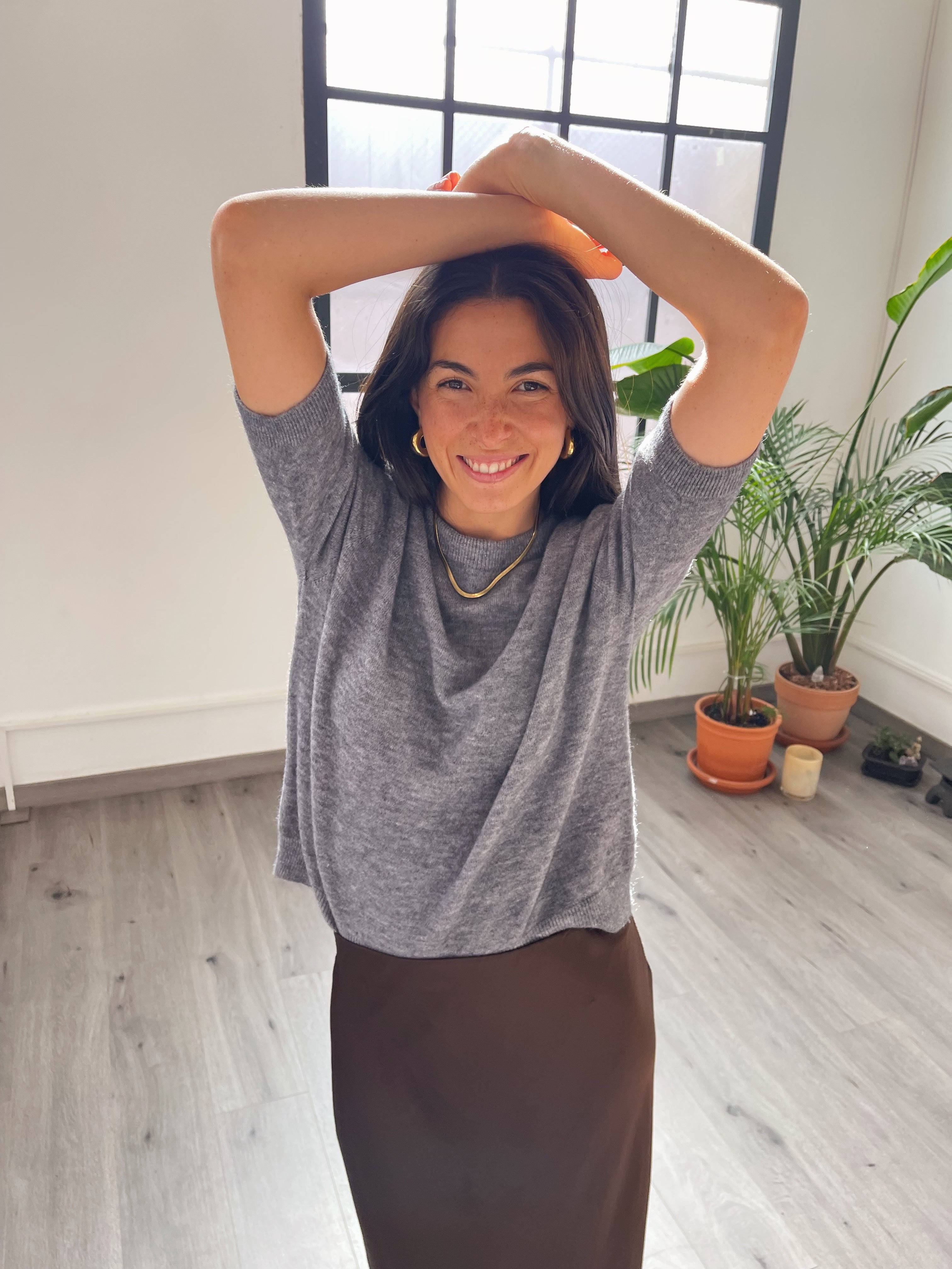 Gray Knitted T-Shirt