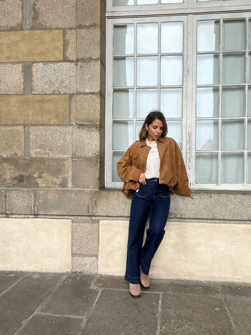 Veste Effet Suédine Léonie Camel