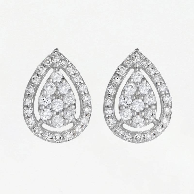 Boucles D'Oreilles "Poires Scintillantes" Diamants 0,21/58 - Or Blanc 375/1000