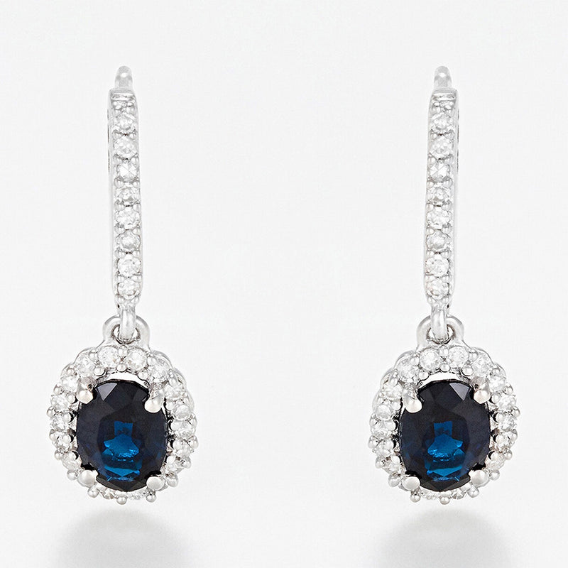 Courtoisie" Earrings D0,17/50 Sapphire1,4Ct/2 - Gold Blanc 375/1000