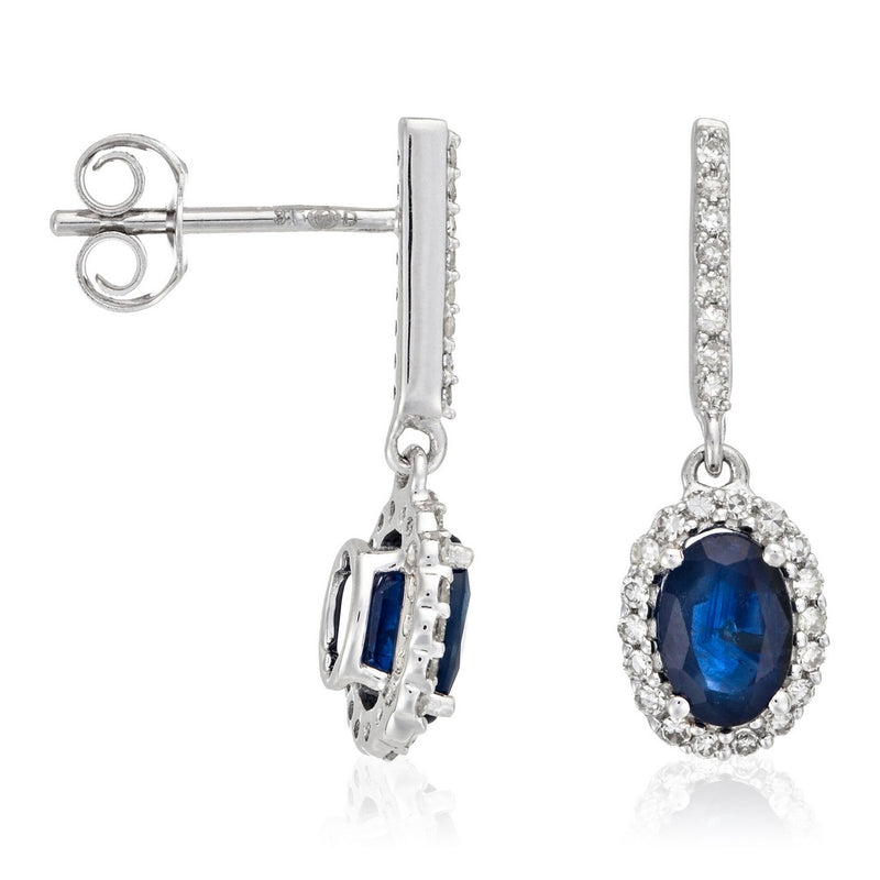 Boucles D'Oreilles "Courtoisie" D0,17/50 Saph1,4Ct/2 - Or Blanc 375/1000