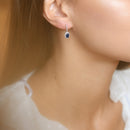 Boucles D'Oreilles "Courtoisie" D0,17/50 Saph1,4Ct/2 - Or Blanc 375/1000