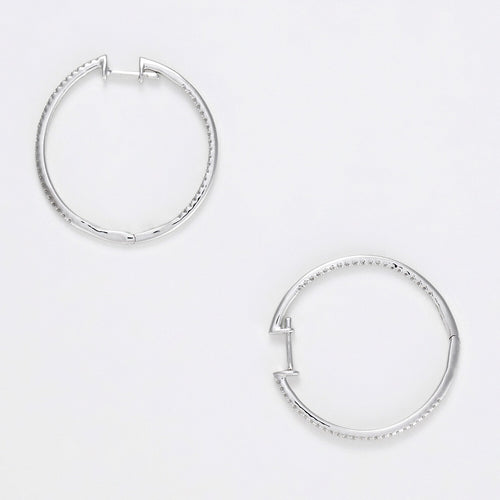 Boucles D'Oreilles "Créoles De Diamants" D0,25Ct/94 - Or Blanc