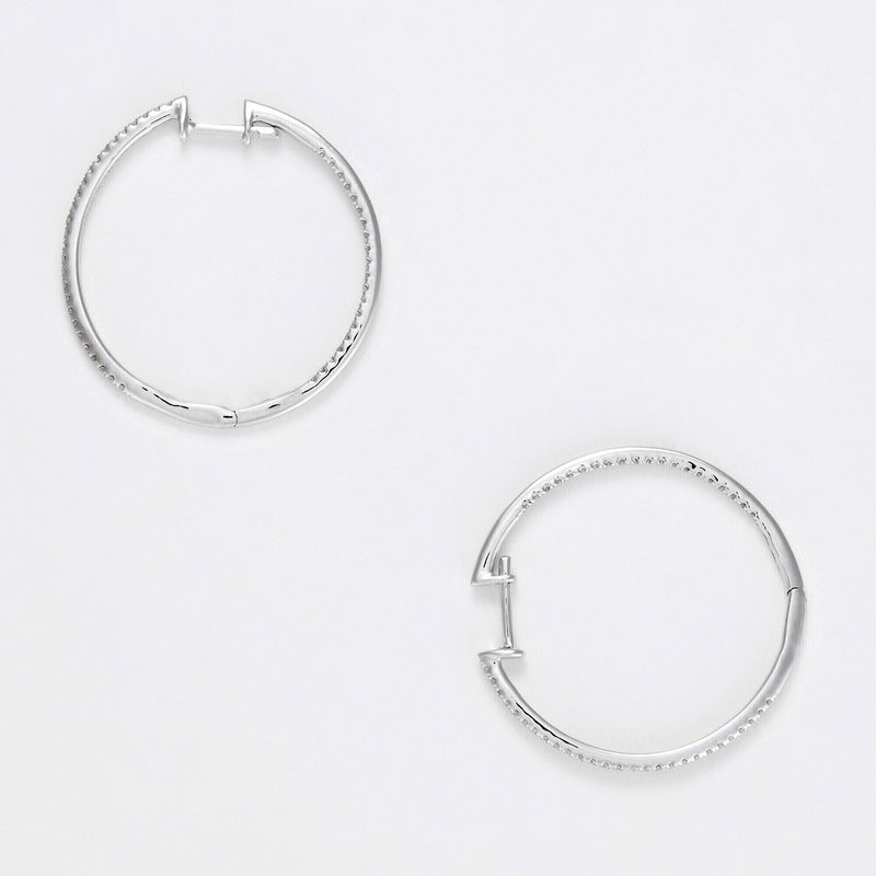 Boucles D'Oreilles "Créoles De Diamants" D0,25Ct/94 - Or Blanc