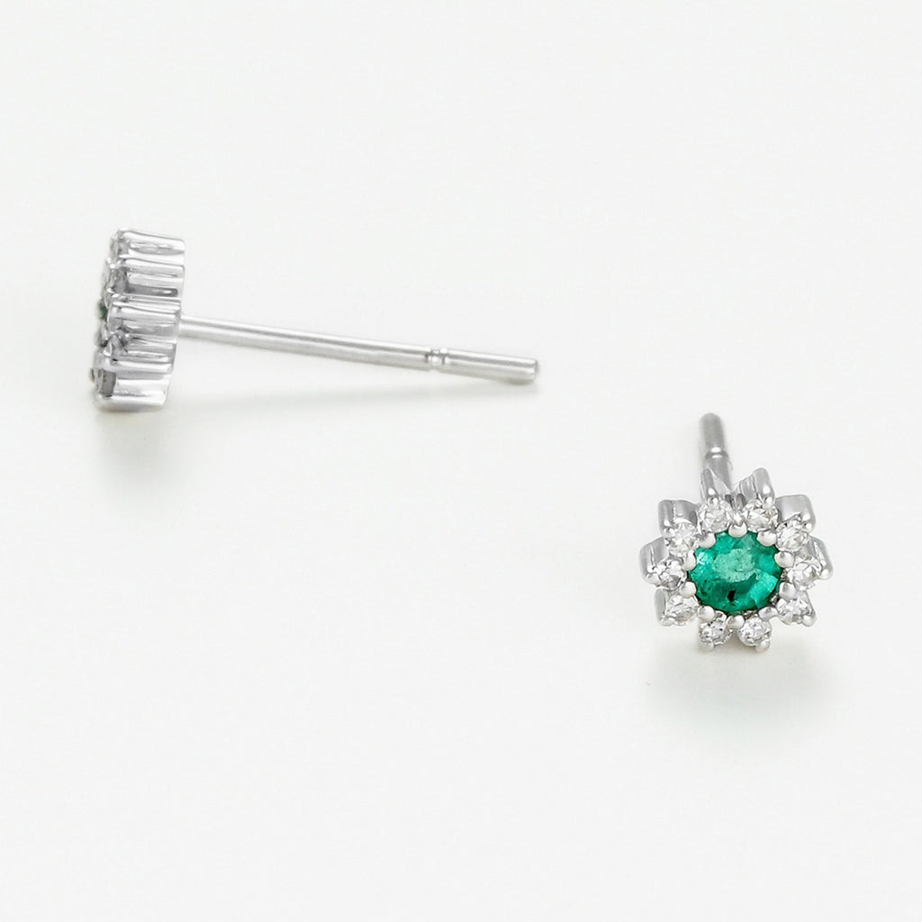 Boucle D'Oreilles Etoile Emeraude D0,12/24 E0,30/2 - Or Blanc