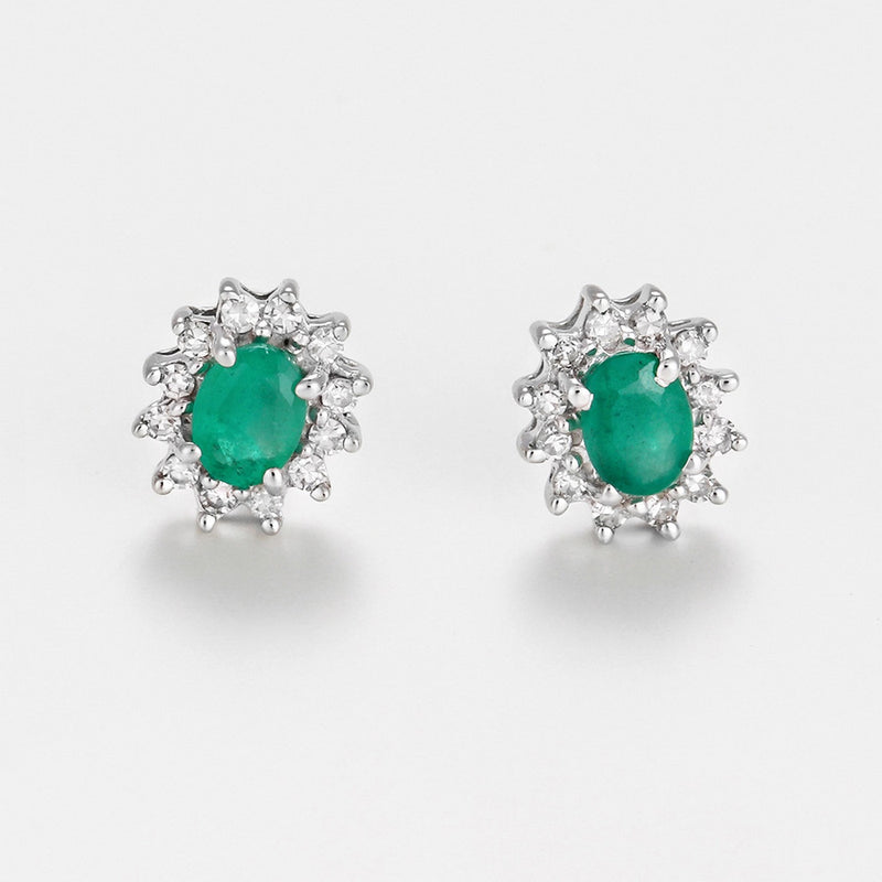 Earring Emerald Star D0,12/24 E0,30/2 - Gold Blanc 375/1000