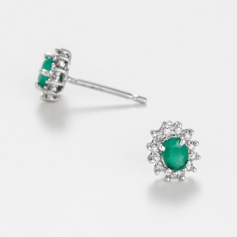 Earring Emerald Star D0,12/24 E0,30/2 - Gold Blanc 375/1000