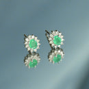 Boucle D'Oreilles Etoile Emeraude D0,12/24 E0,30/2 - Or Blanc 375/1000