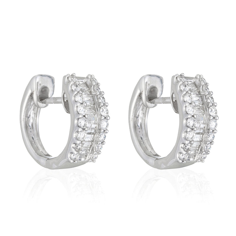Boucles D'Oreilles "Rangs Baguettes" Diamants 0,65/50 - Or Blanc