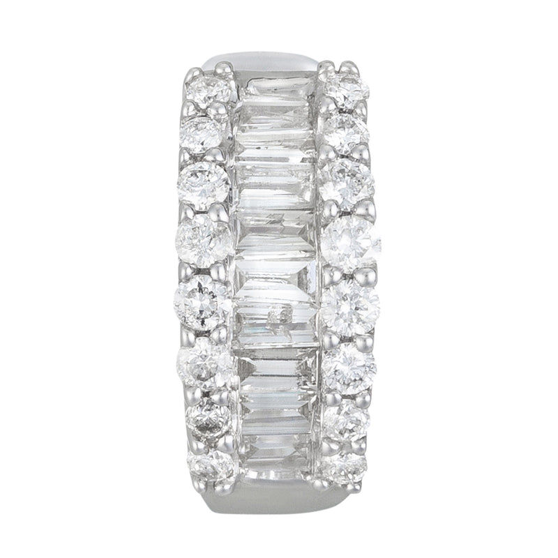 Boucles D'Oreilles "Rangs Baguettes" Diamants 0,65/50 - Or Blanc