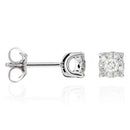 Boucles D'Oreilles "Brillant Luciana 0,25" Diamants: 0,14Ct/2 & 0,11/18 - Or Blanc 375/1000