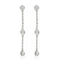 Boucles D'Oreilles,'Trois Ronds Précieux" Diamants 0,09/6 - Or Blanc 375/1000