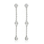 Boucles D'Oreilles,'Trois Ronds Précieux" Diamants 0,09/6 - Or Blanc 375/1000