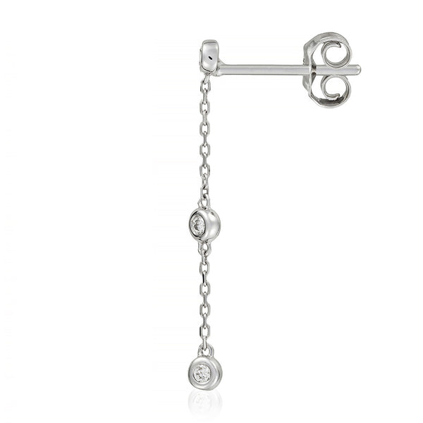 Boucles D'Oreilles,'Trois Ronds Précieux" Diamants 0,09/6