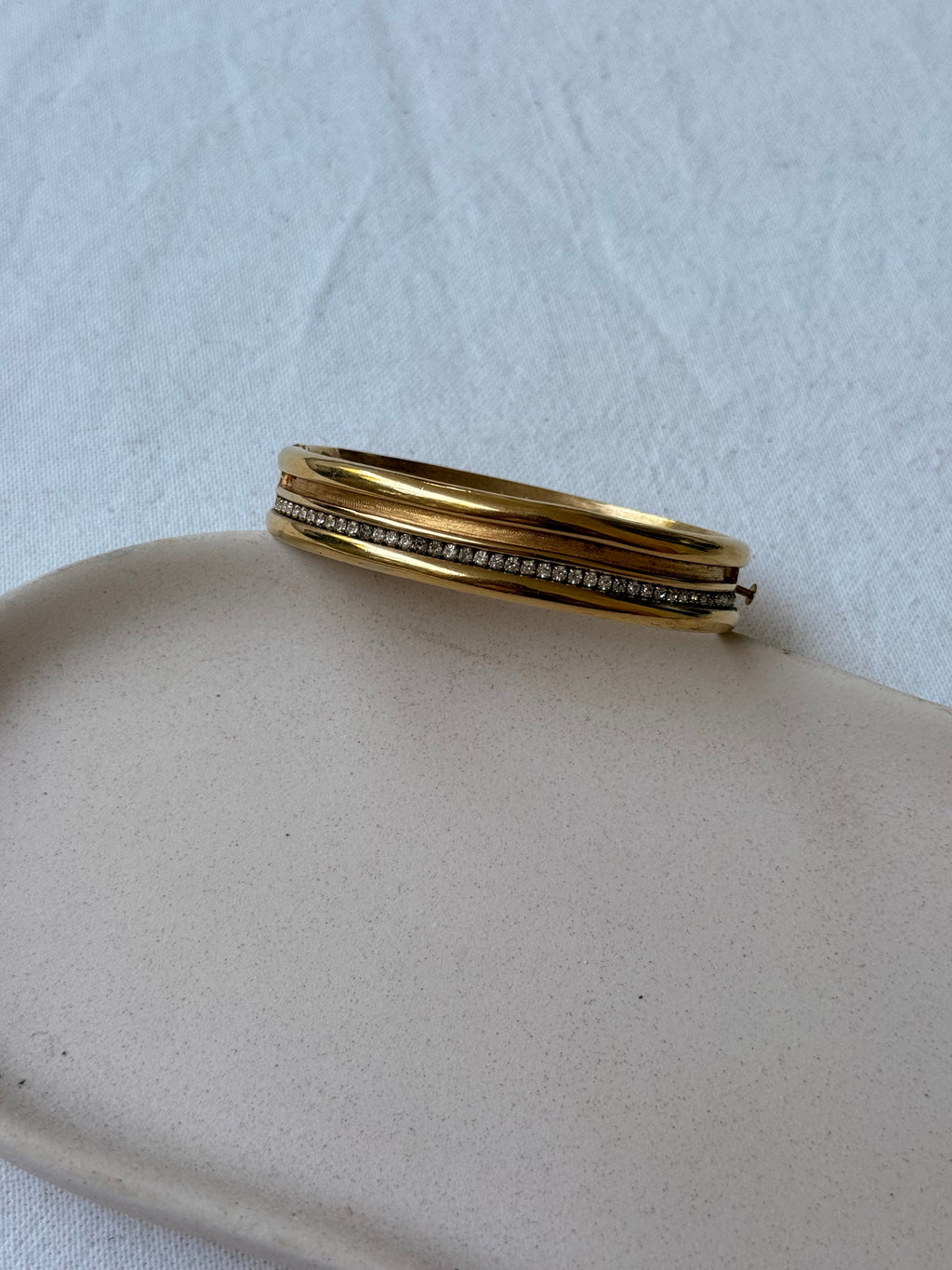 Bracelet Lanvin Vintage - Jonc Doré Et Strass