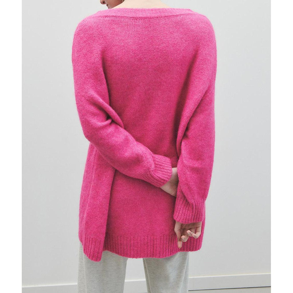 Jersey Cuello en V - Magenta Chine - Mujer